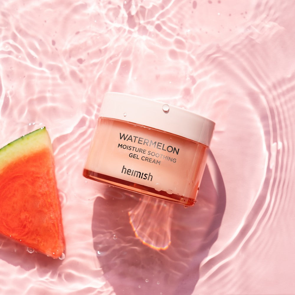 Transparent jar of Heimish Watermelon Moisture Soothing Gel Cream
